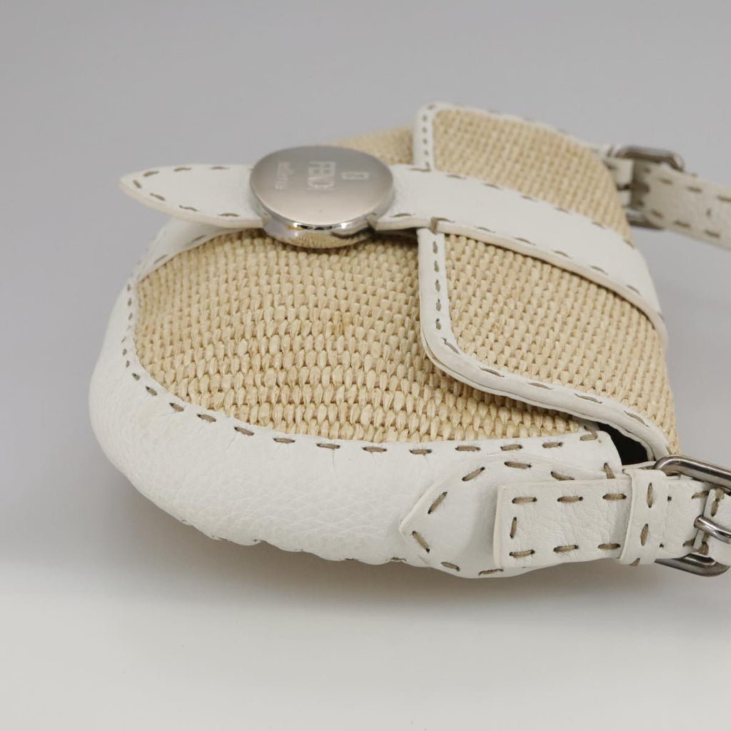 FENDI Celeria Hand Bag Raffia Beige 109149