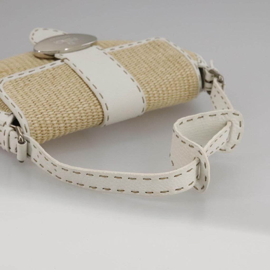 FENDI Celeria Hand Bag Raffia Beige 109149
