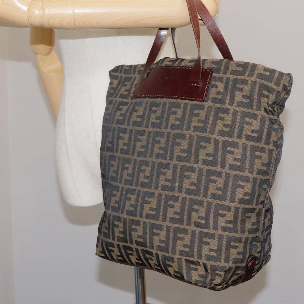 FENDI Zucca Canvas Tote Bag Brown Black 109151