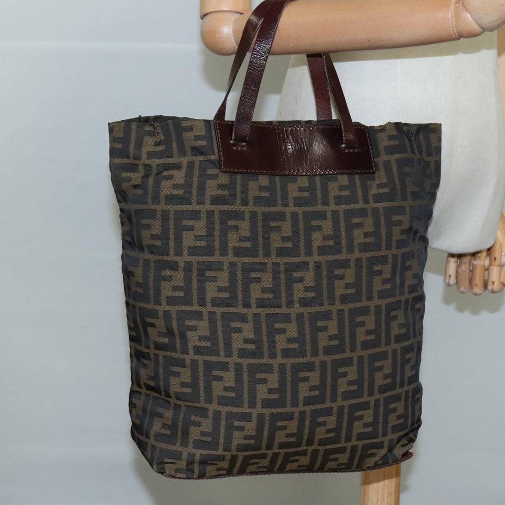 FENDI Zucca Canvas Tote Bag Brown Black 109152