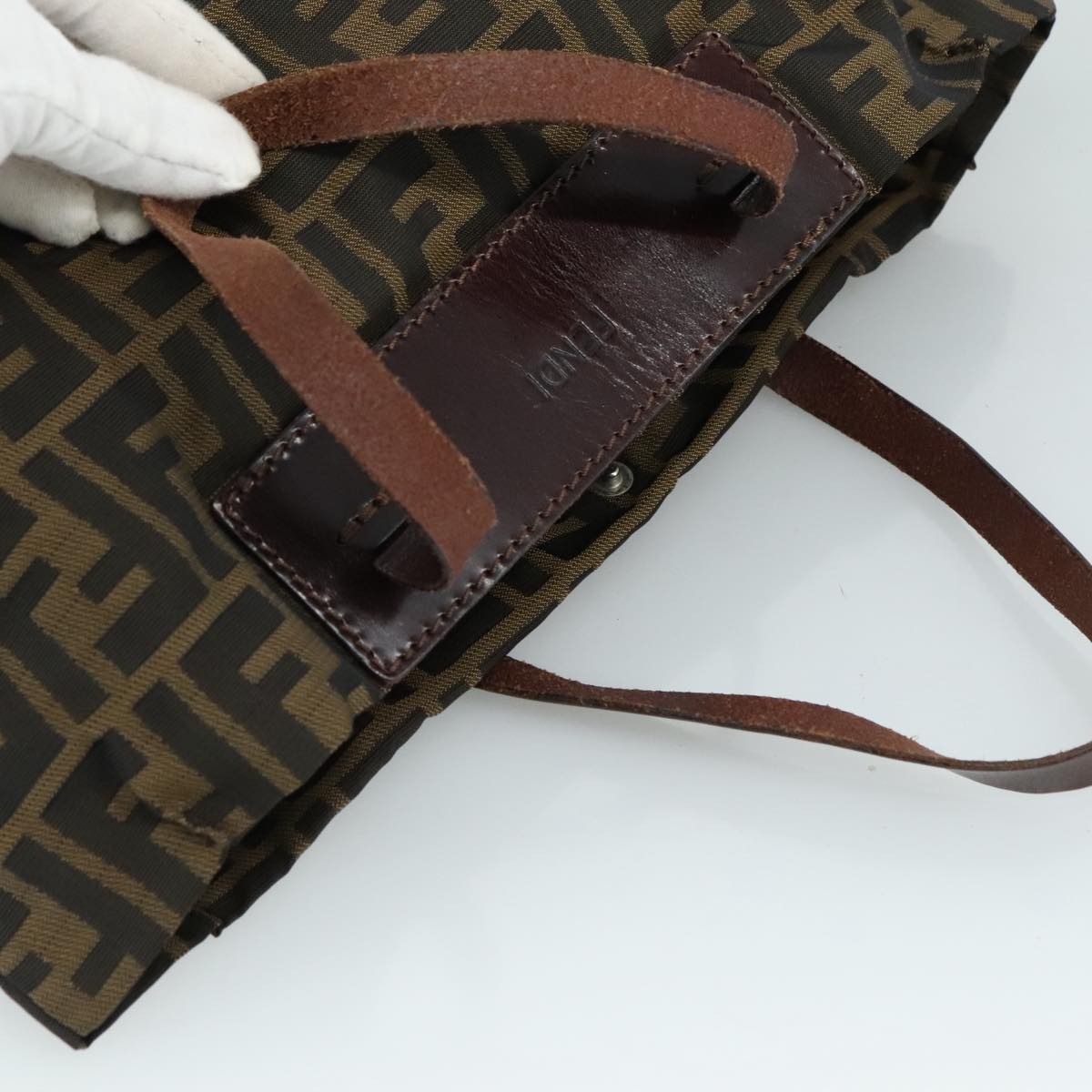 FENDI Zucca Canvas Tote Bag Brown Black 109152