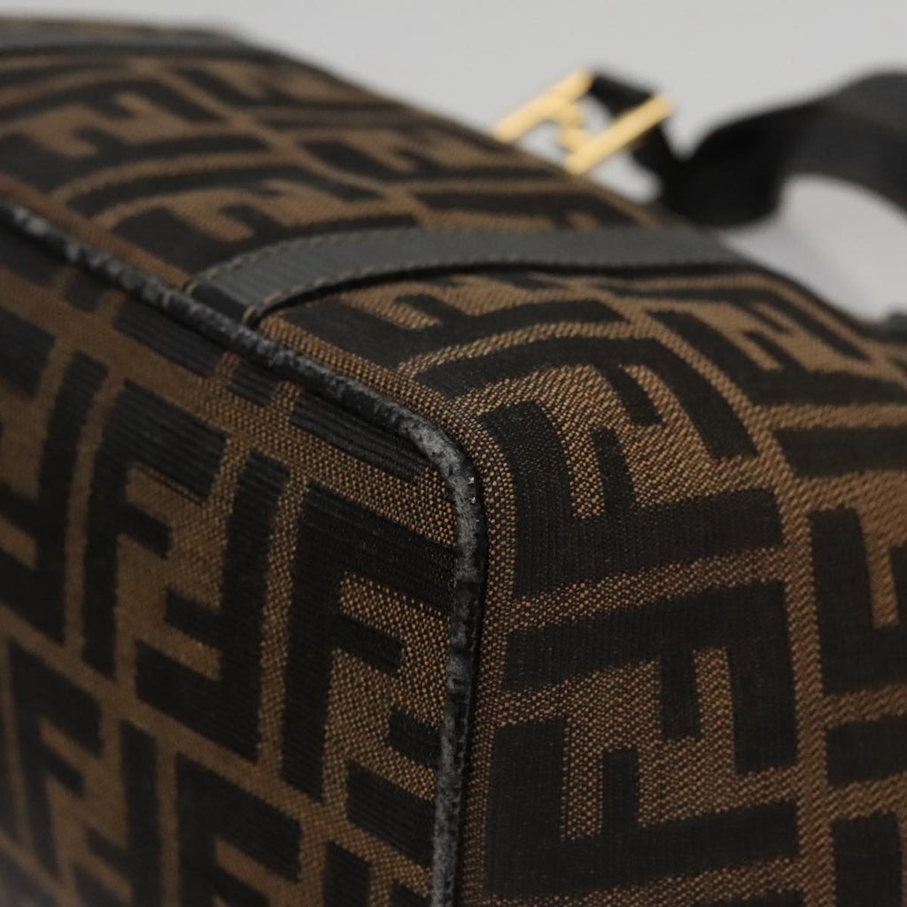FENDI Zucca Canvas Hand Bag Brown Black gold 109153