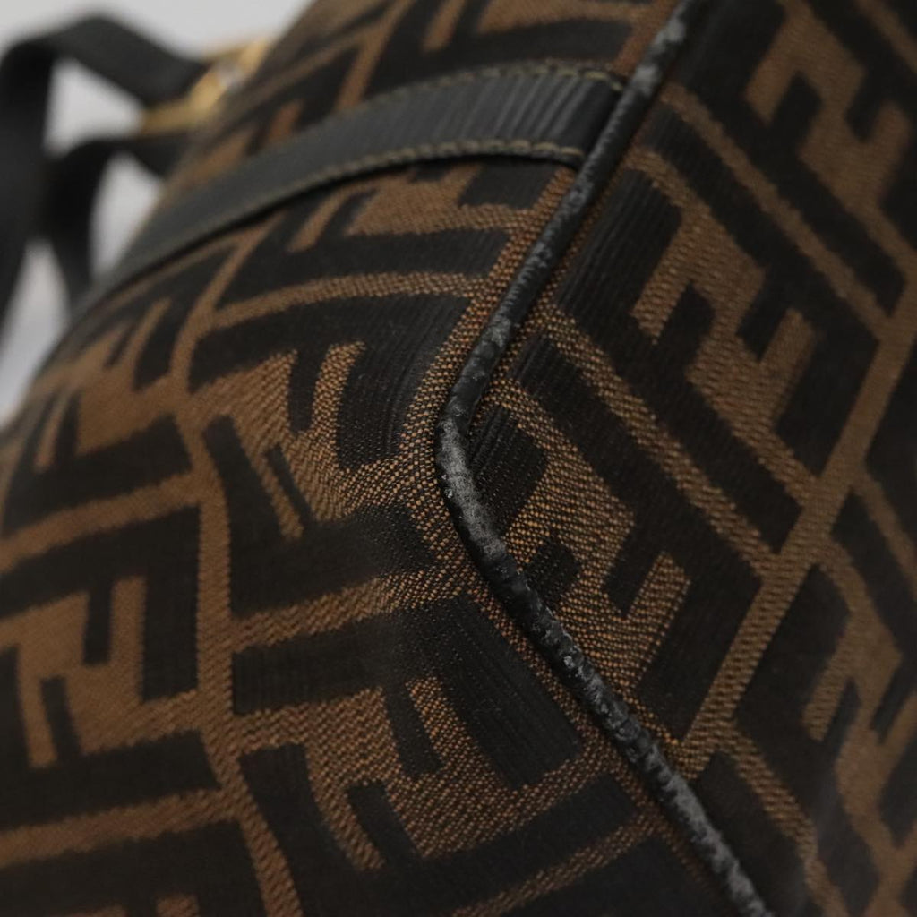 FENDI Zucca Canvas Hand Bag Brown Black gold 109153