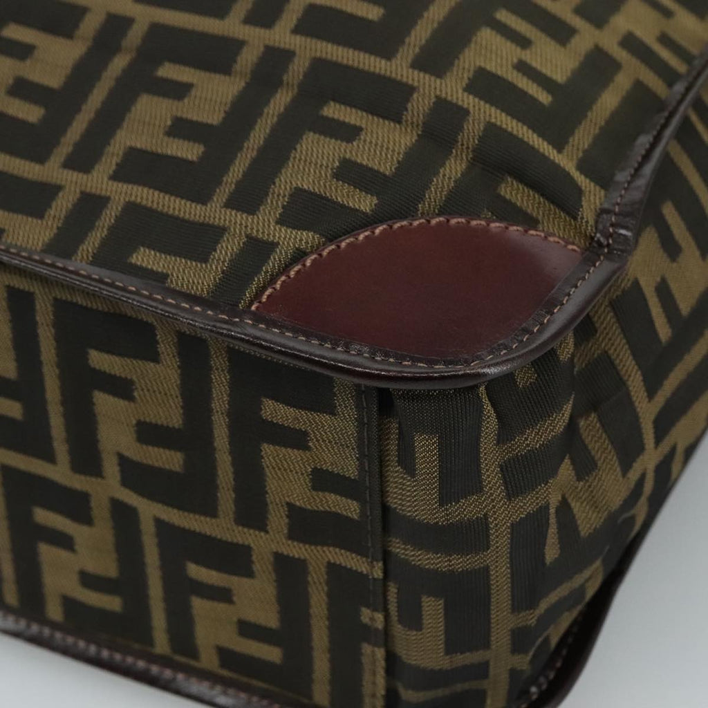 FENDI Zucca Canvas Hand Bag Brown Black 109154