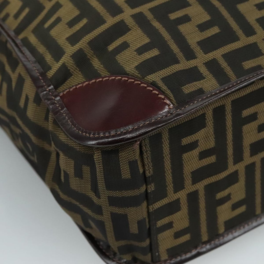 FENDI Zucca Canvas Hand Bag Brown Black 109154