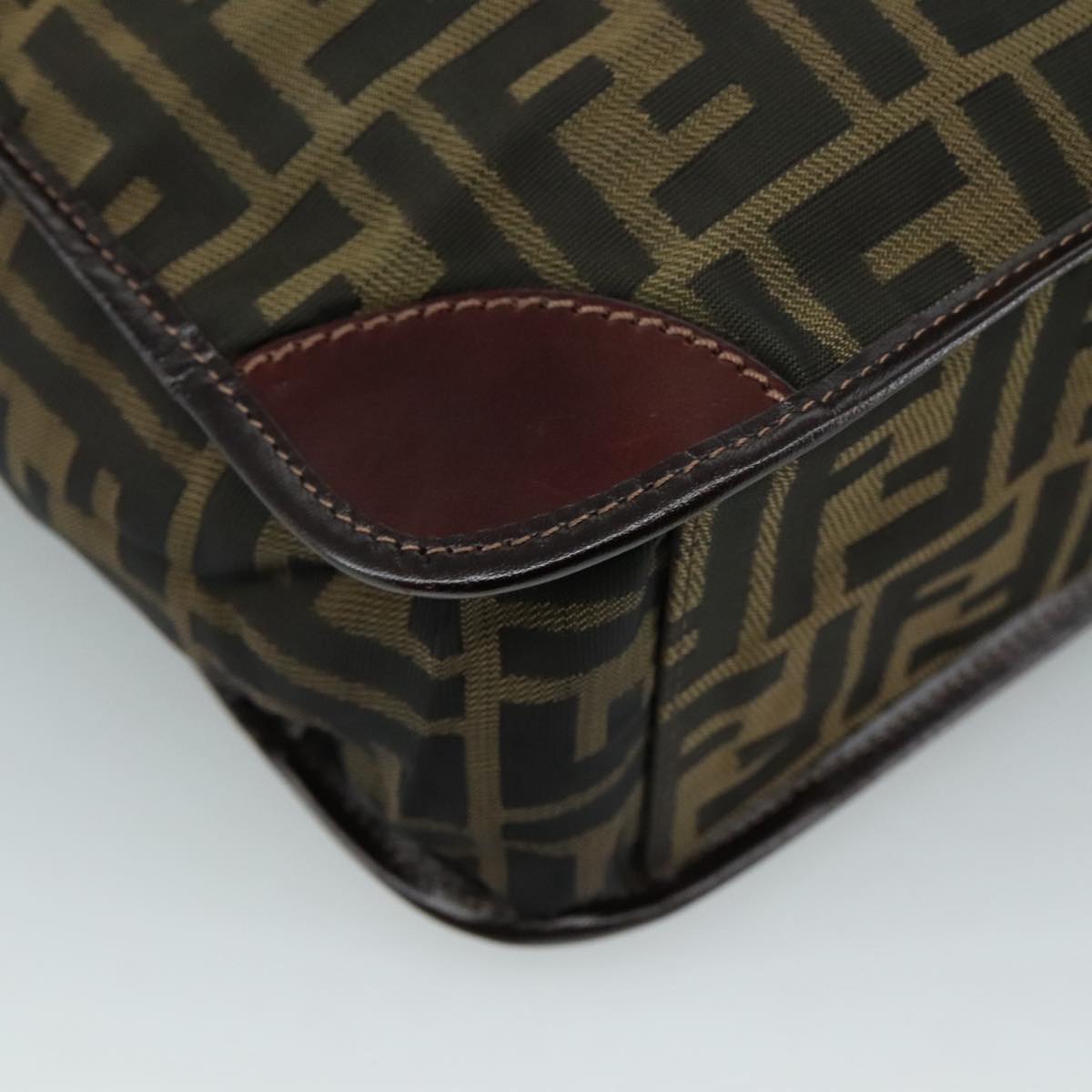FENDI Zucca Canvas Hand Bag Brown Black 109154