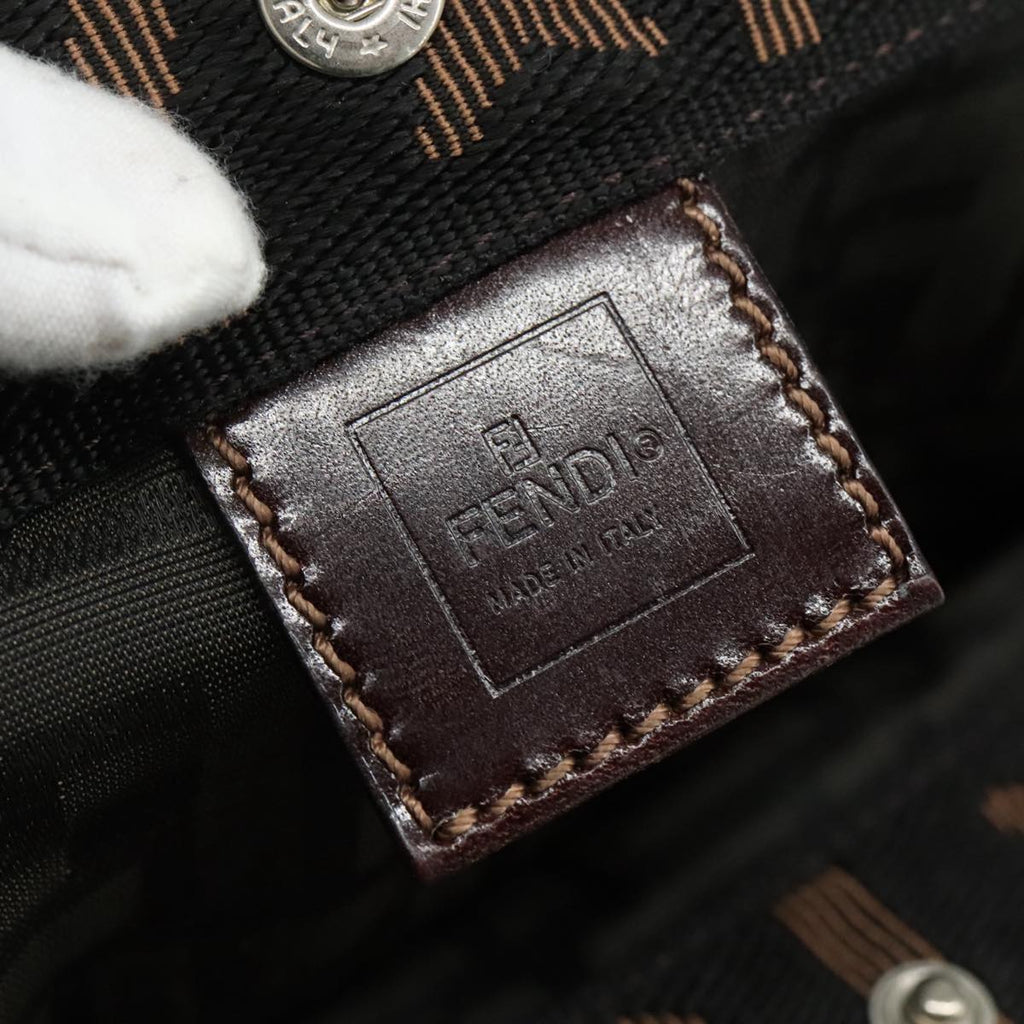 FENDI Zucca Canvas Hand Bag Brown Black 109154