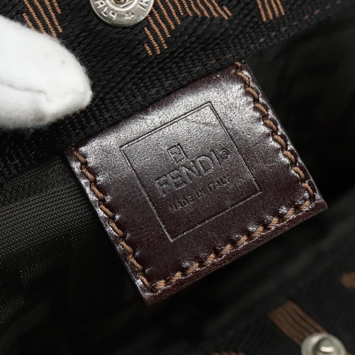 FENDI Zucca Canvas Hand Bag Brown Black 109154
