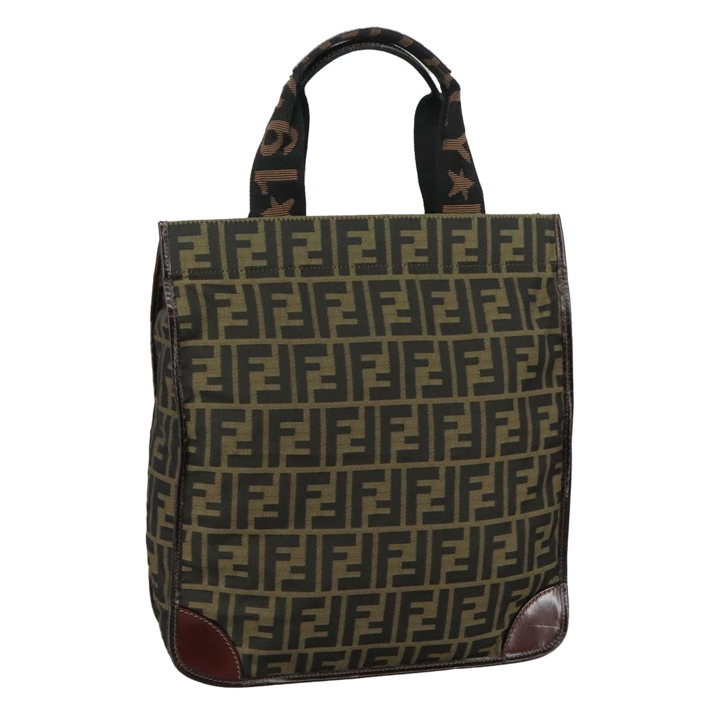 FENDI Zucca Canvas Hand Bag Brown Black 109154