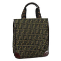 FENDI Zucca Canvas Hand Bag Brown Black 109154