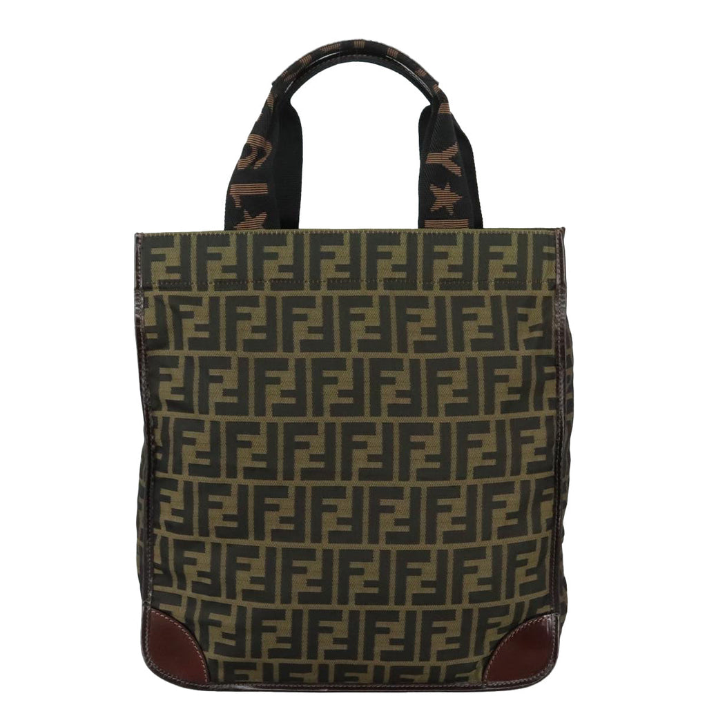 FENDI Zucca Canvas Hand Bag Brown Black 109154