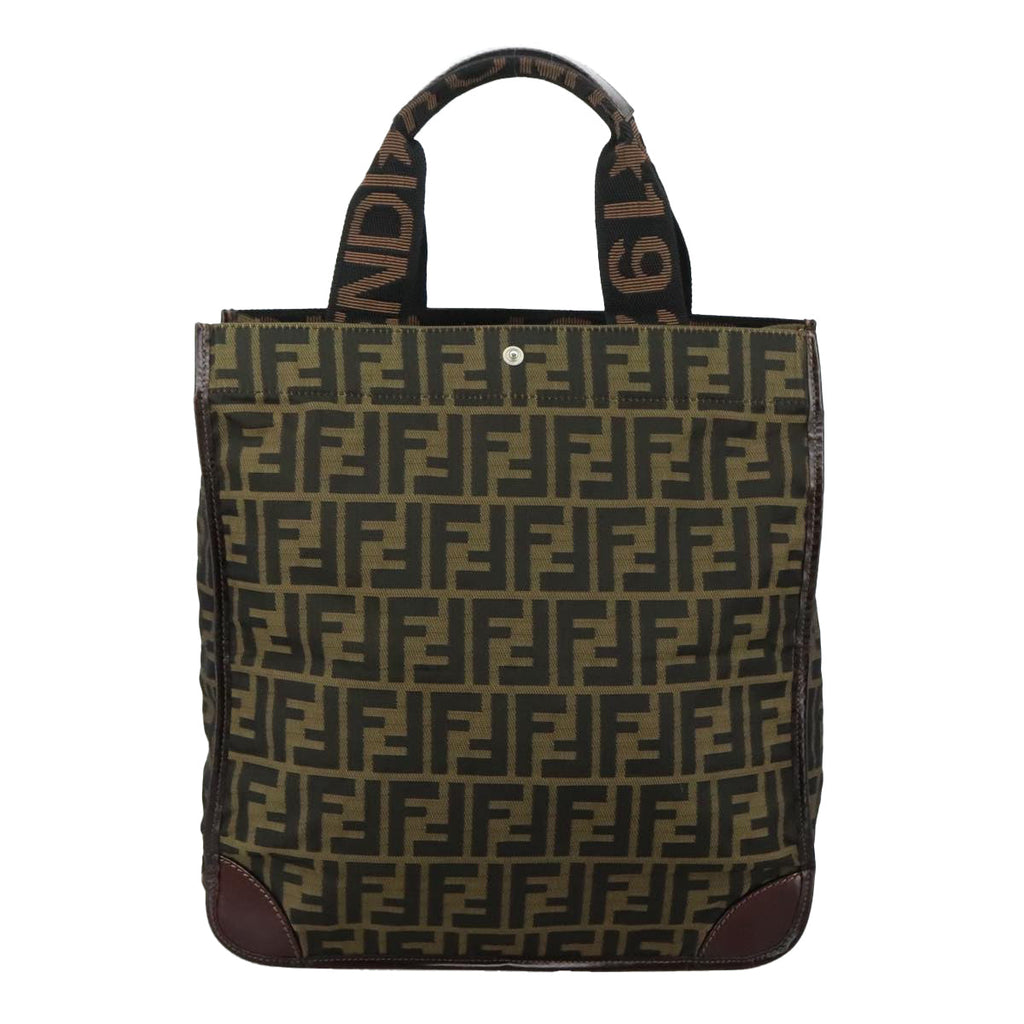 FENDI Zucca Canvas Hand Bag Brown Black 109154