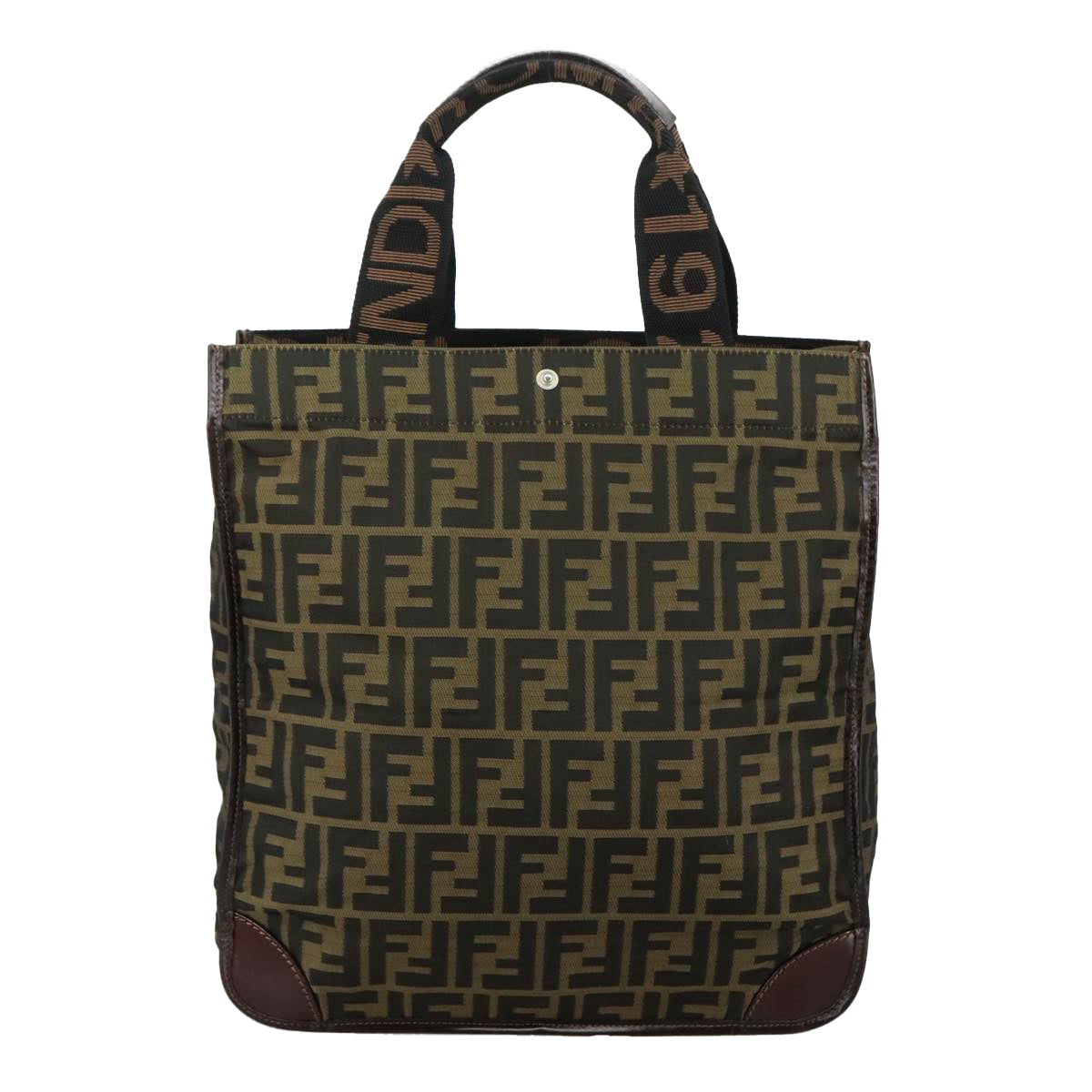 FENDI Zucca Canvas Hand Bag Brown Black 109154