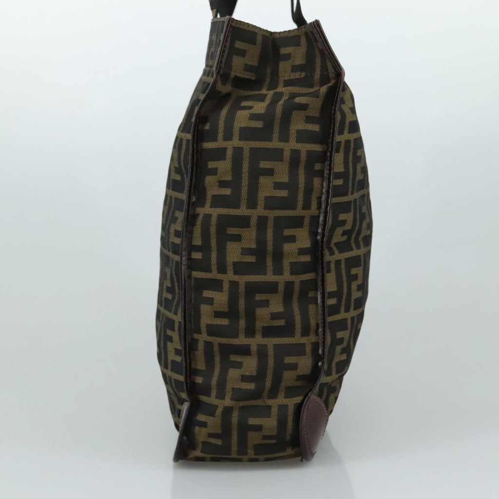 FENDI Zucca Canvas Hand Bag Brown Black 109154