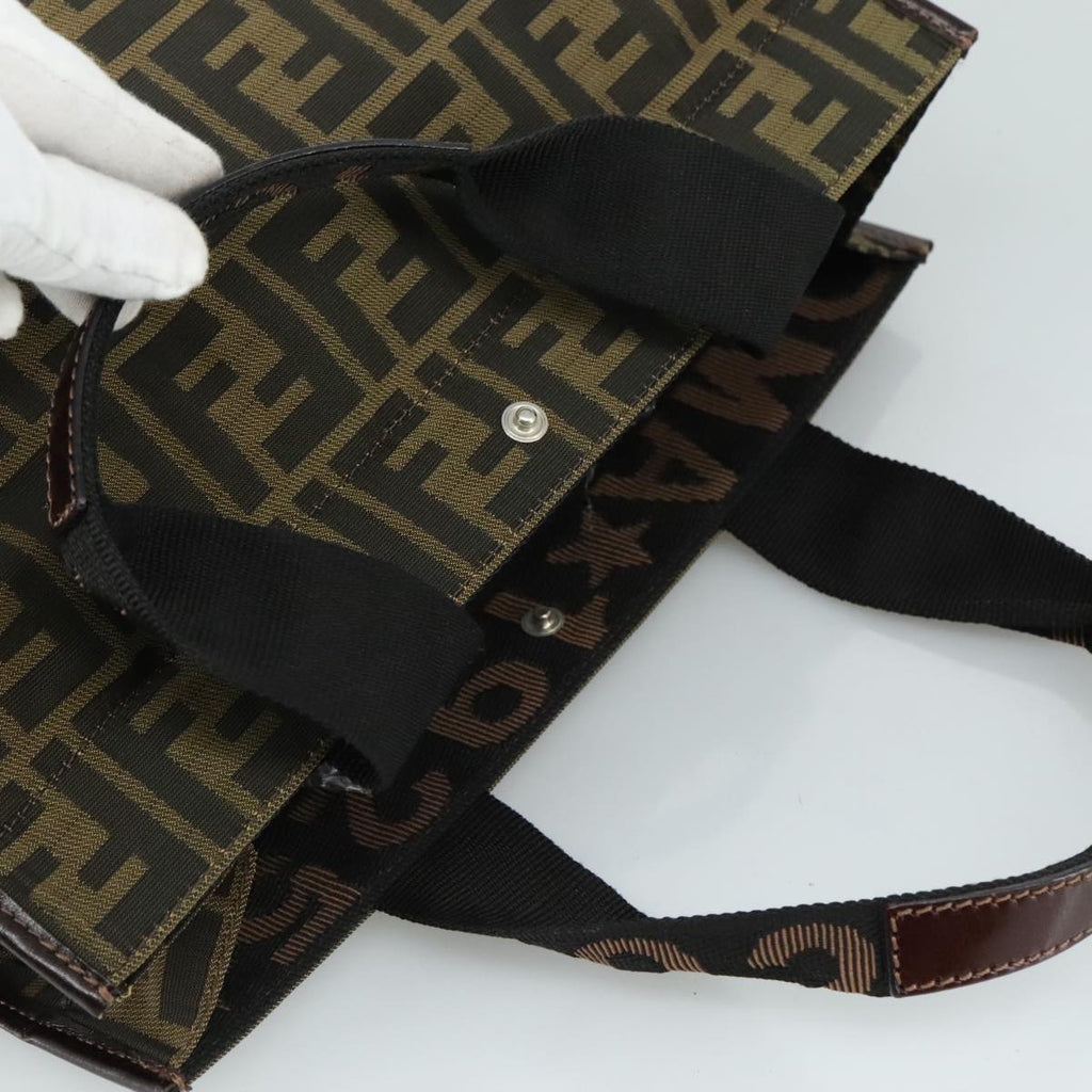 FENDI Zucca Canvas Hand Bag Brown Black 109154