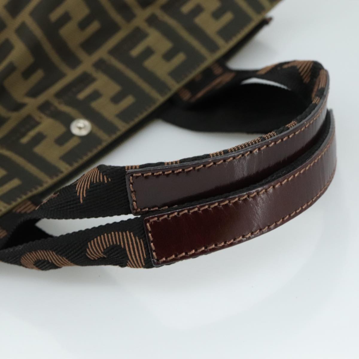 FENDI Zucca Canvas Hand Bag Brown Black 109154
