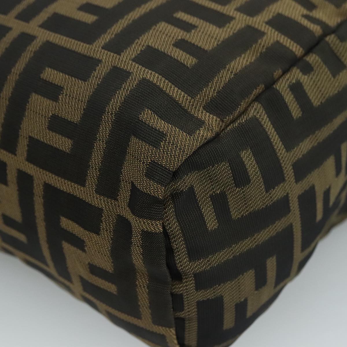 FENDI Zucca Canvas Hand Bag Brown Black 109157