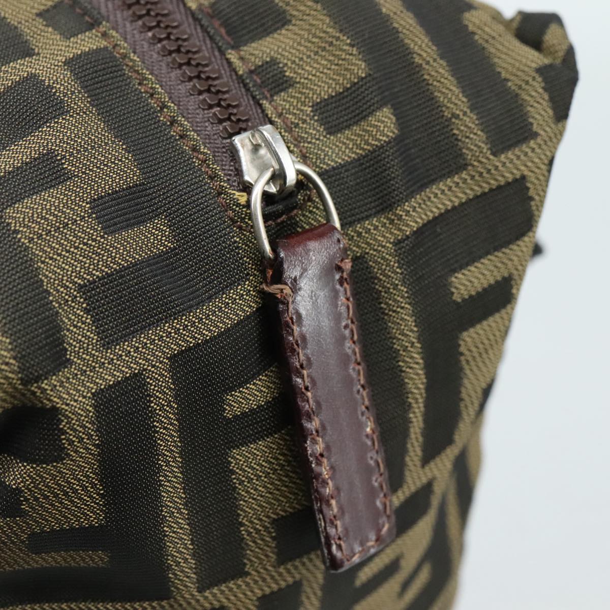 FENDI Zucca Canvas Hand Bag Brown Black 109157