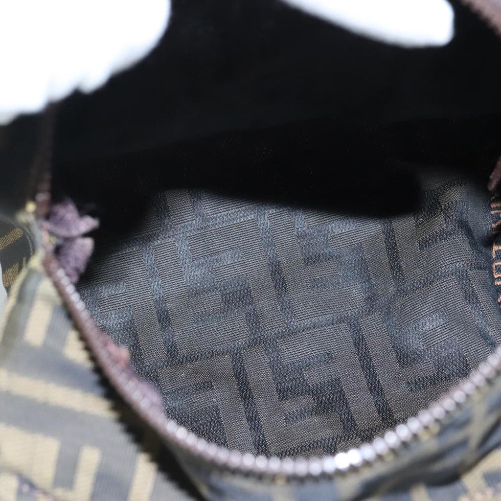 FENDI Zucca Canvas Hand Bag Brown Black 109157