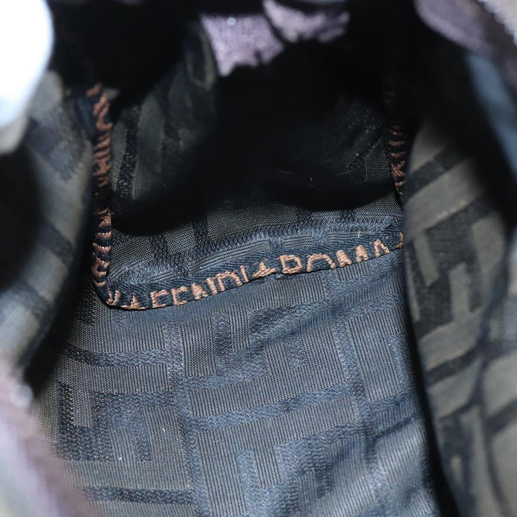 FENDI Zucca Canvas Hand Bag Brown Black 109157