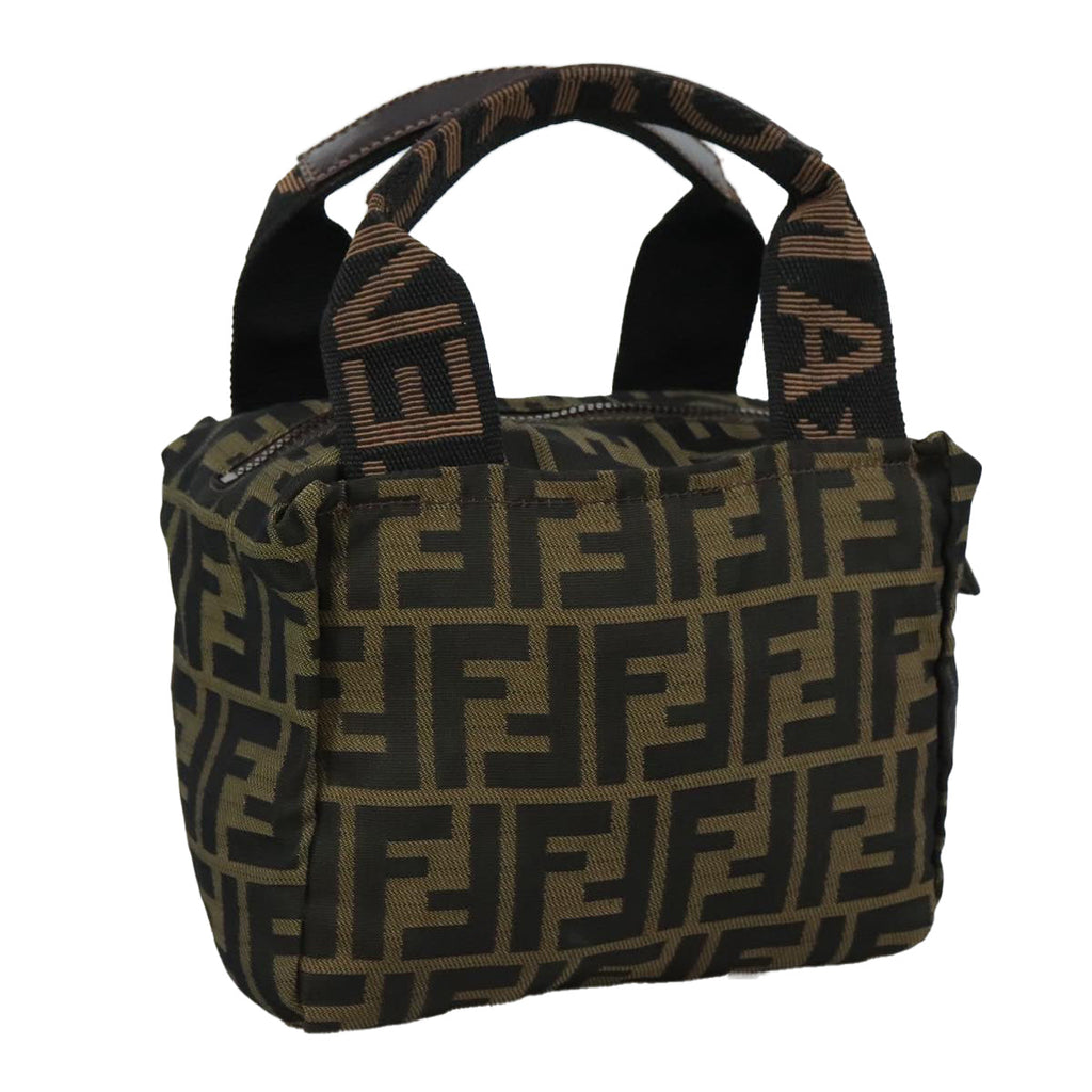 FENDI Zucca Canvas Hand Bag Brown Black 109157