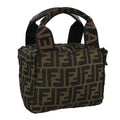 FENDI Zucca Canvas Hand Bag Brown Black 109157