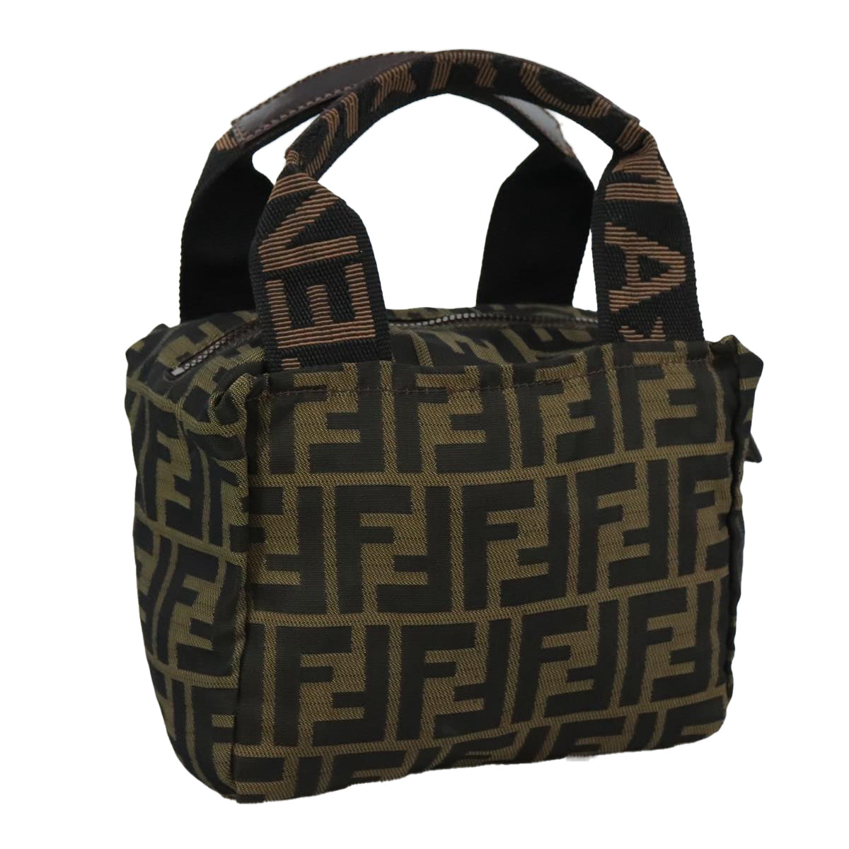 FENDI Zucca Canvas Hand Bag Brown Black 109157