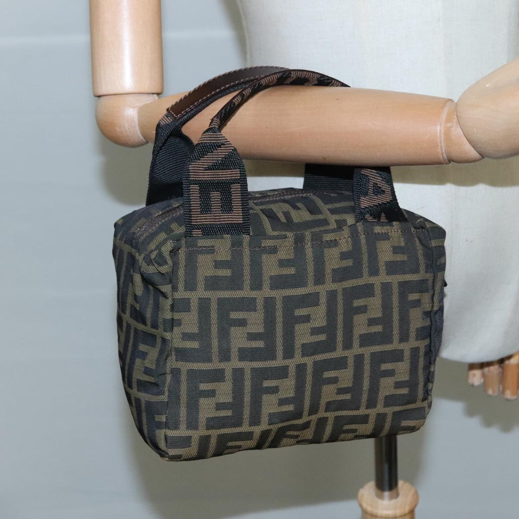 FENDI Zucca Canvas Hand Bag Brown Black 109157