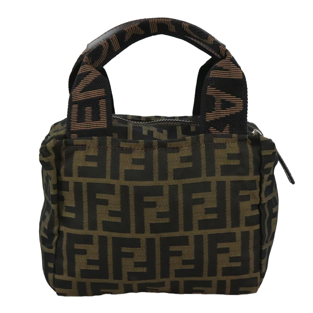 FENDI Zucca Canvas Hand Bag Brown Black 109157