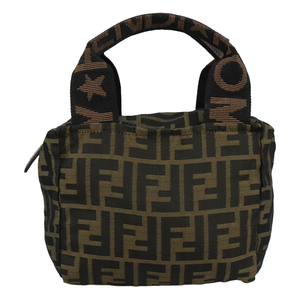 FENDI Zucca Canvas Hand Bag Brown Black 109157
