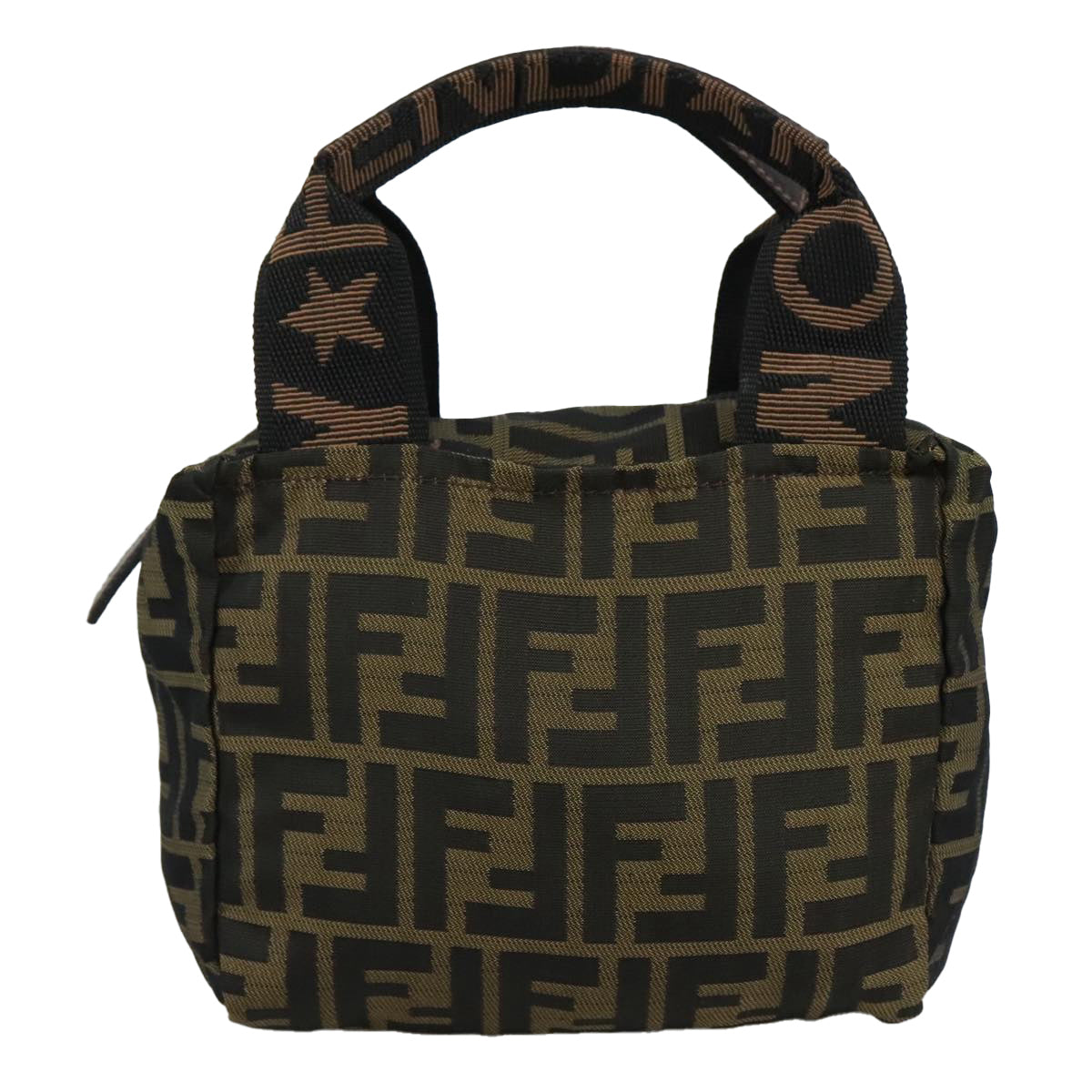 FENDI Zucca Canvas Hand Bag Brown Black 109157