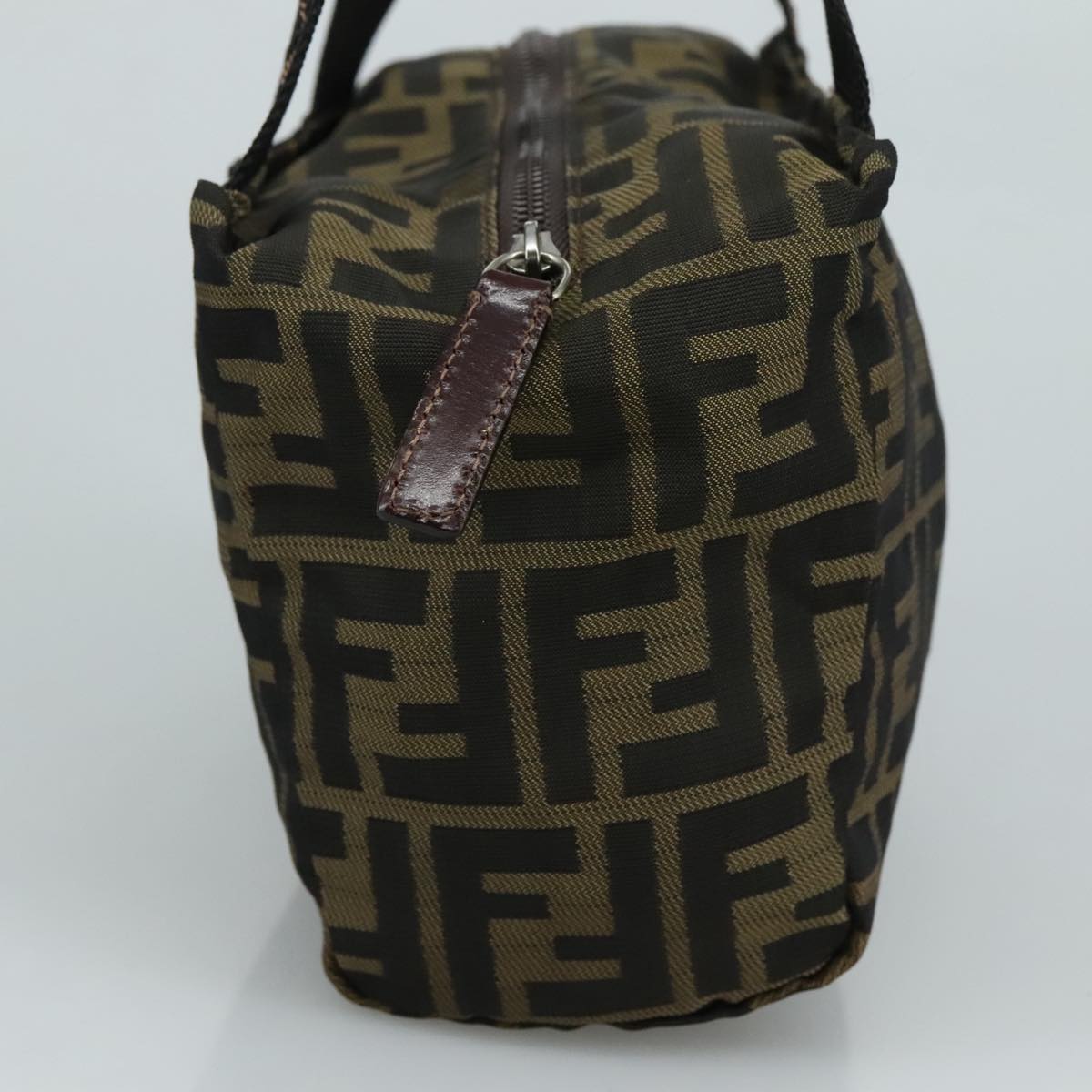 FENDI Zucca Canvas Hand Bag Brown Black 109157