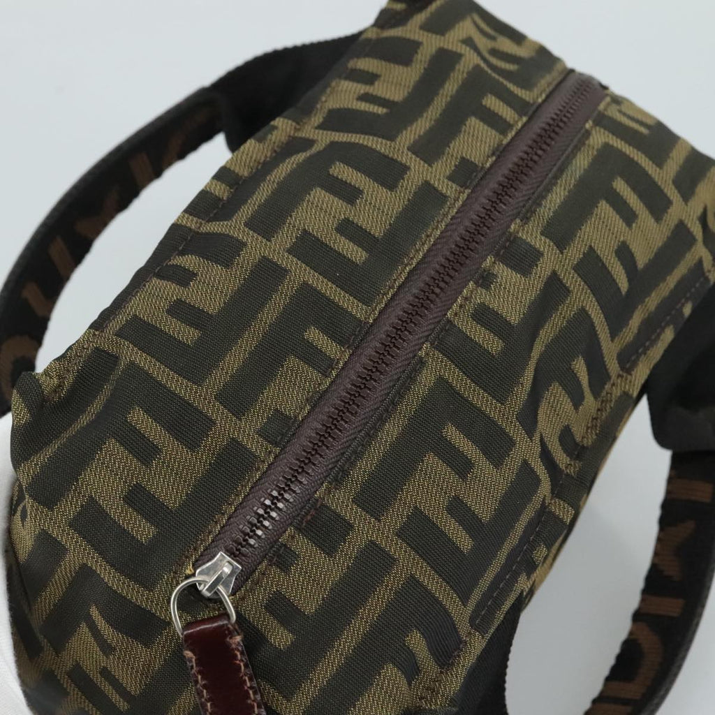 FENDI Zucca Canvas Hand Bag Brown Black 109157
