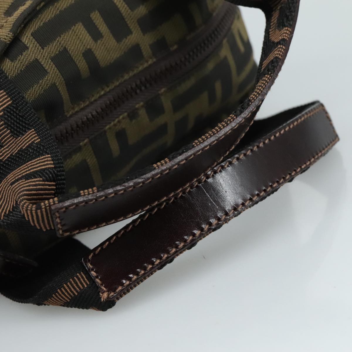 FENDI Zucca Canvas Hand Bag Brown Black 109157