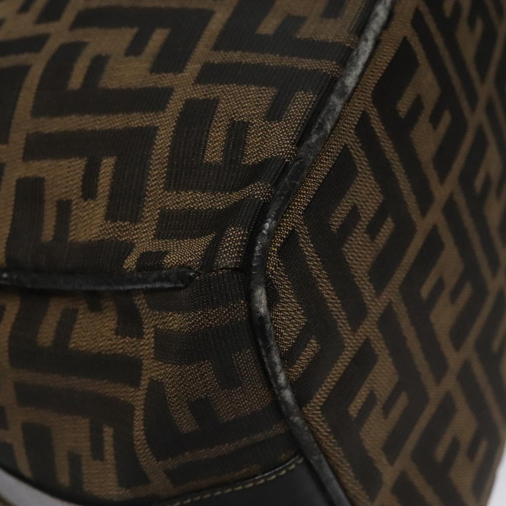 FENDI Zucca Canvas Hand Bag Brown Black gold 109159