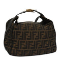 FENDI Zucca Canvas Hand Bag Brown Black gold 109159