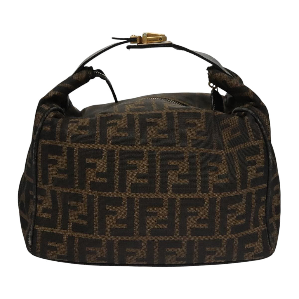 FENDI Zucca Canvas Hand Bag Brown Black gold 109159
