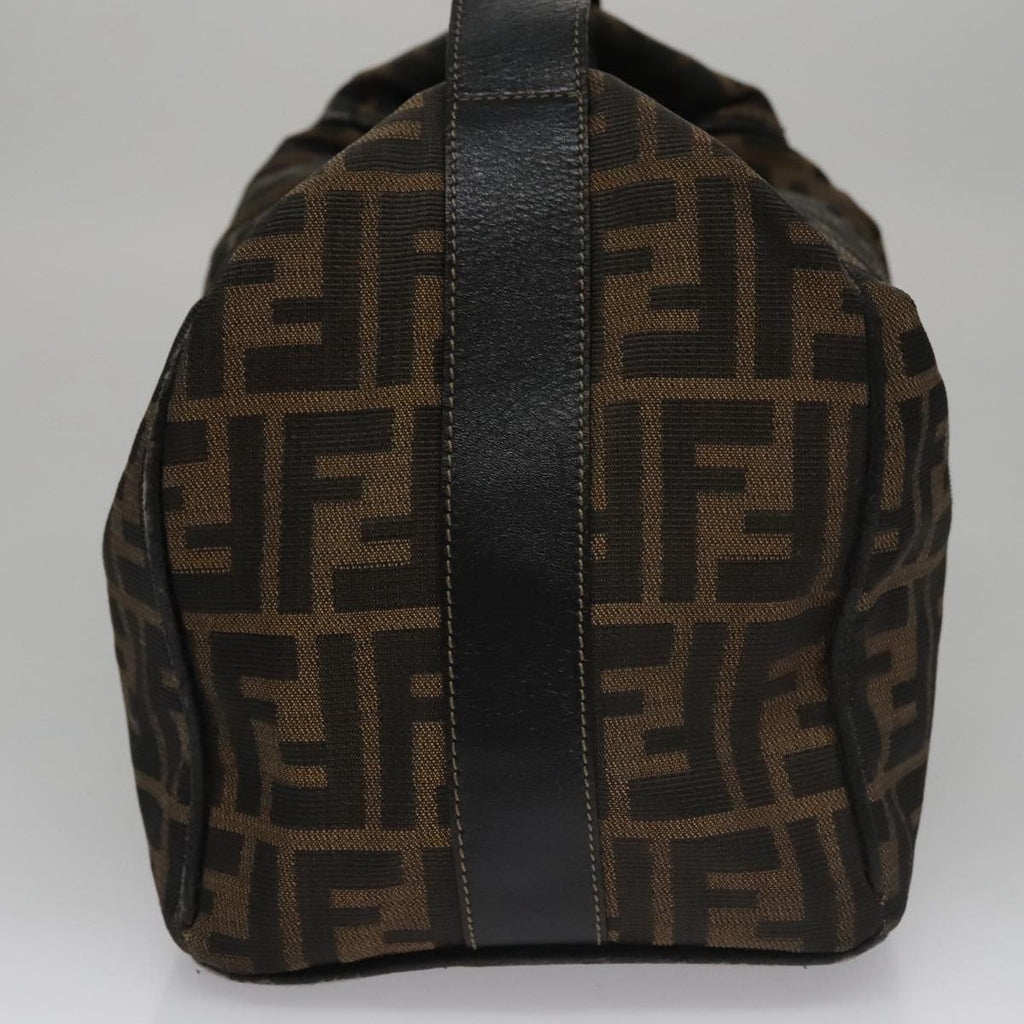 FENDI Zucca Canvas Hand Bag Brown Black gold 109159