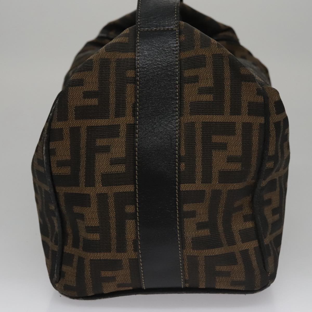 FENDI Zucca Canvas Hand Bag Brown Black gold 109159
