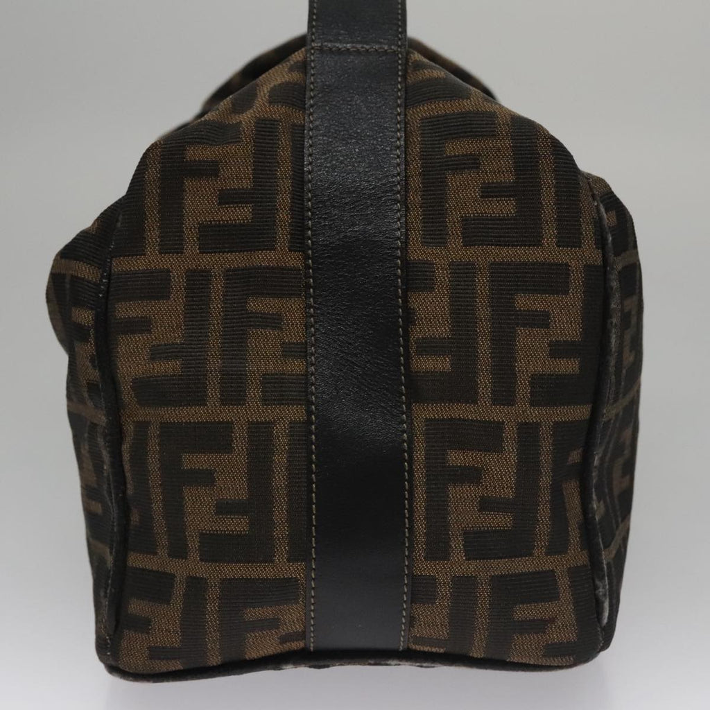FENDI Zucca Canvas Hand Bag Brown Black gold 109159