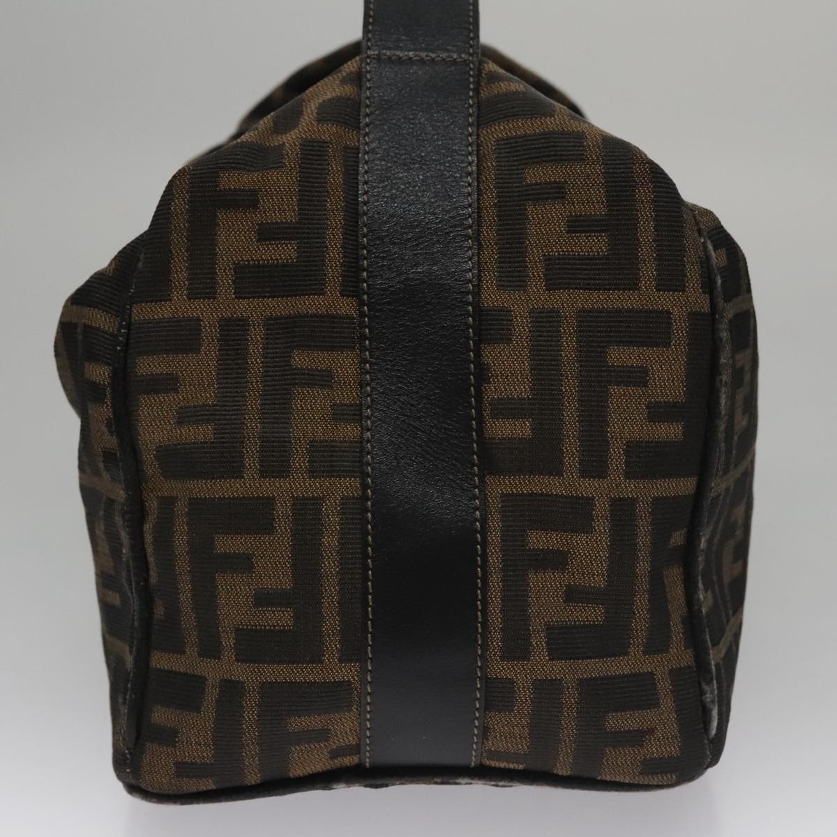 FENDI Zucca Canvas Hand Bag Brown Black gold 109159