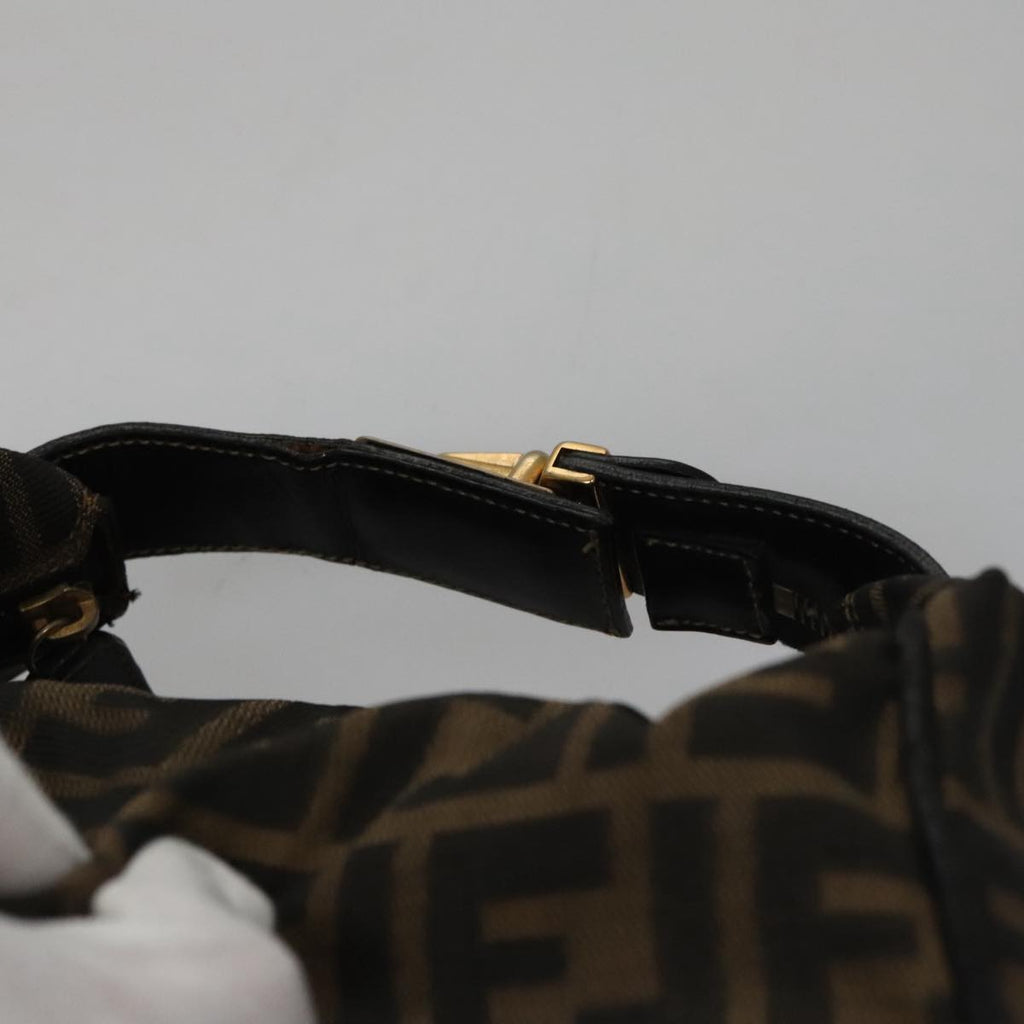 FENDI Zucca Canvas Hand Bag Brown Black gold 109159