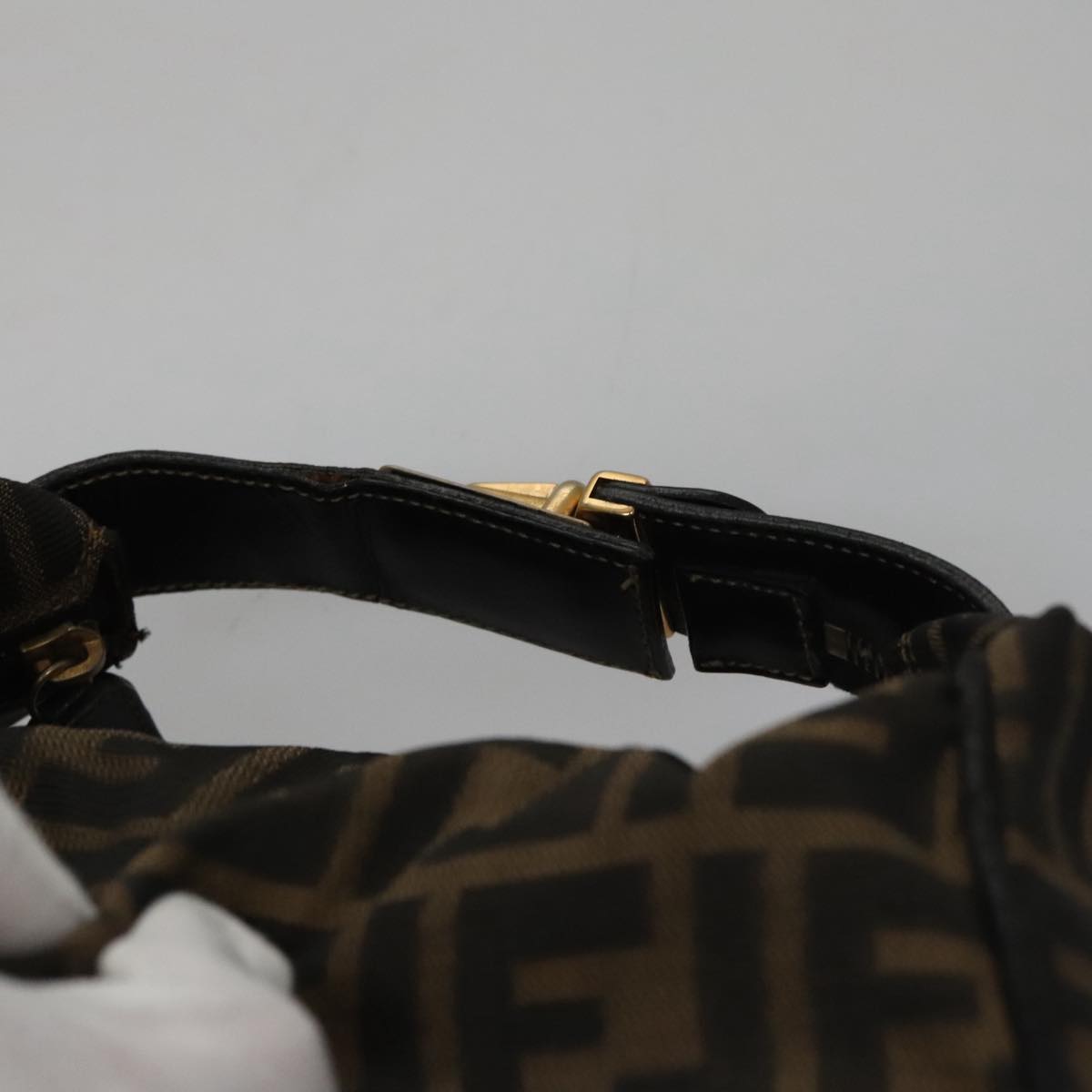 FENDI Zucca Canvas Hand Bag Brown Black gold 109159