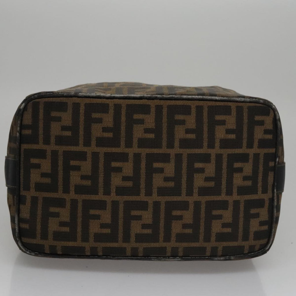 FENDI Zucca Canvas Hand Bag Brown Black gold 109159