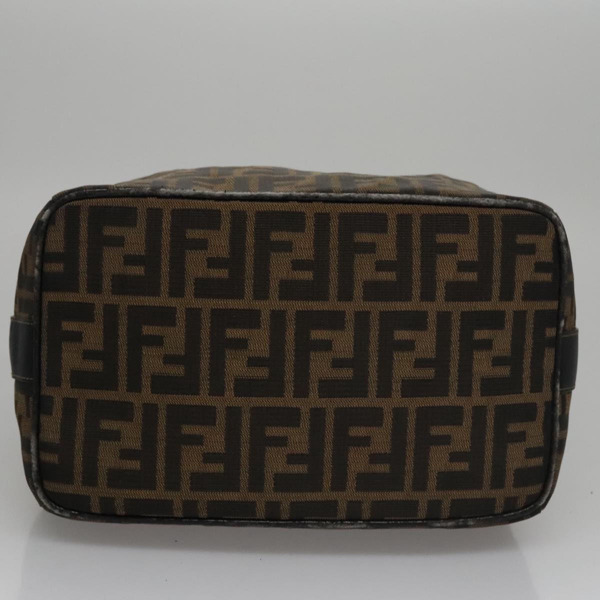 FENDI Zucca Canvas Hand Bag Brown Black gold 109159