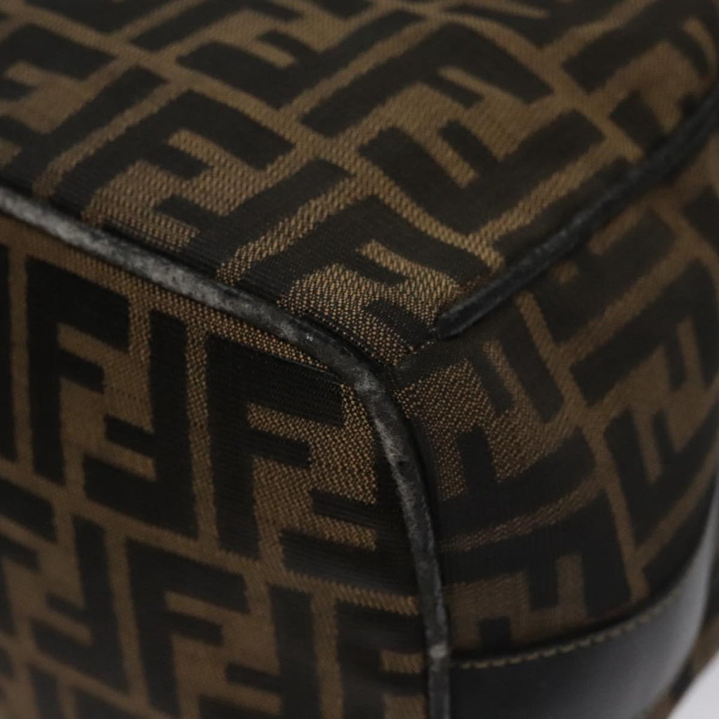 FENDI Zucca Canvas Hand Bag Brown Black gold 109159