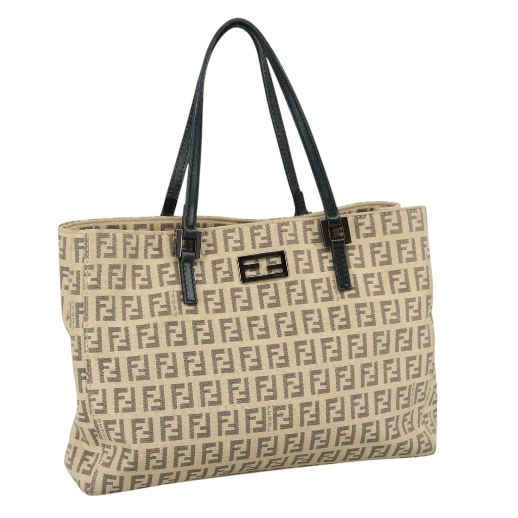 FENDI Zucchino Canvas Hand Bag Beige 109160