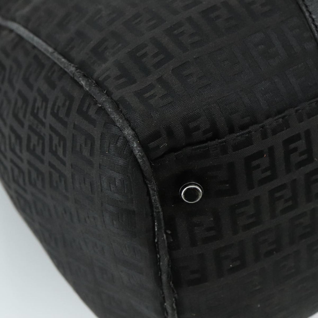 FENDI Zucchino Canvas Boston Bag Silver Black 109161