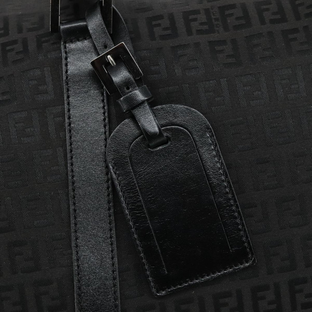 FENDI Zucchino Canvas Boston Bag Silver Black 109161