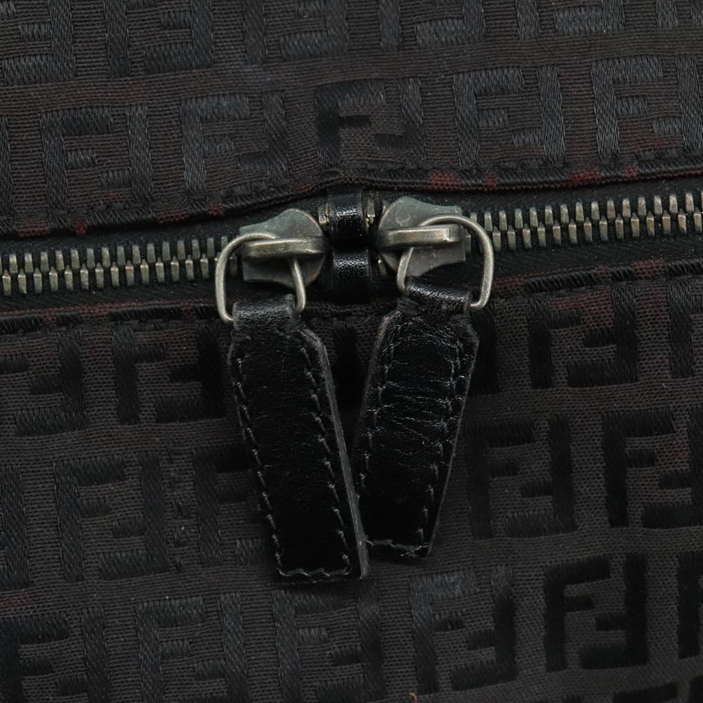 FENDI Zucchino Canvas Boston Bag Silver Black 109161